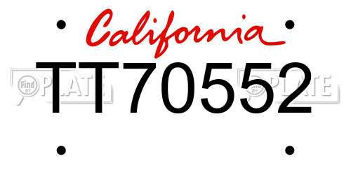 TT70552 California License Plate