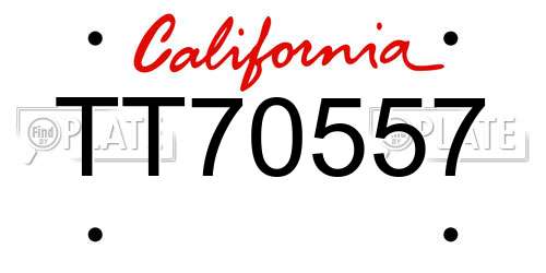 TT70557 California License Plate