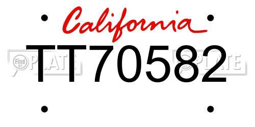 TT70582 California License Plate
