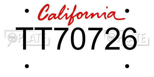 TT70726 California License Plate