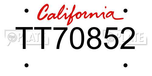 TT70852 California License Plate