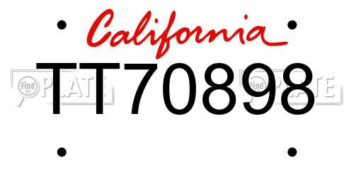 TT70898 California License Plate