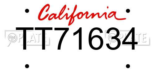 TT71634 California License Plate