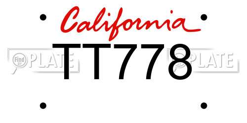 TT778 California License Plate