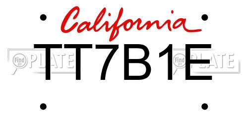 TT7B1E California License Plate