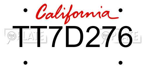 TT7D276 California License Plate