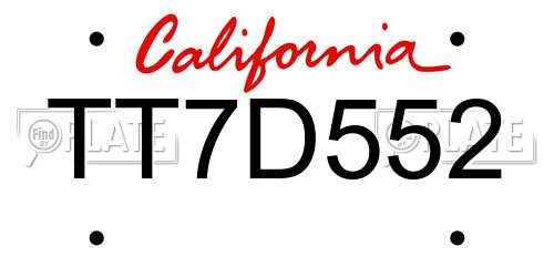 TT7D552 California License Plate