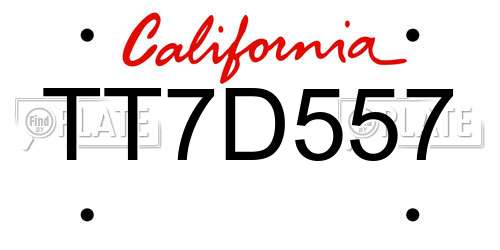 TT7D557 California License Plate