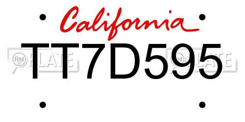 TT7D595 California License Plate