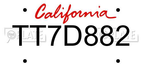 TT7D882 California License Plate
