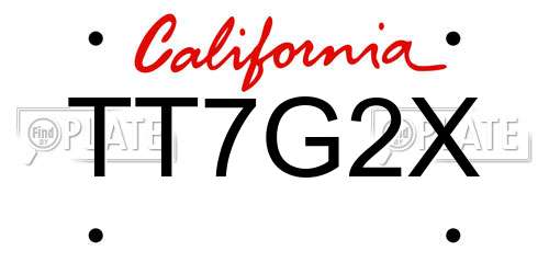 TT7G2X California License Plate