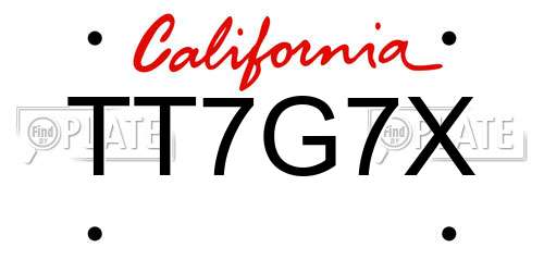 TT7G7X California License Plate