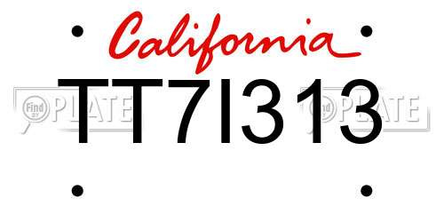 TT7I313 California License Plate