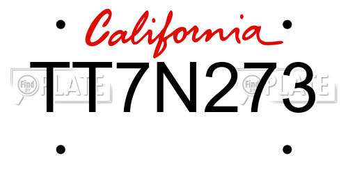 TT7N273 California License Plate