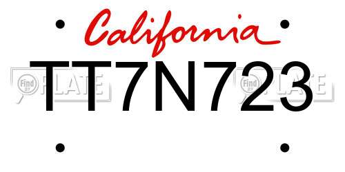 TT7N723 California License Plate