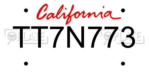 TT7N773 California License Plate