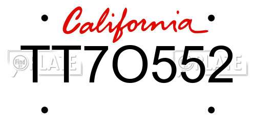 TT7O552 California License Plate