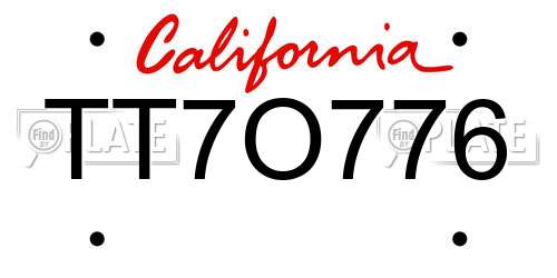 TT7O776 California License Plate