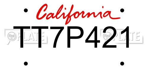 TT7P421 California License Plate