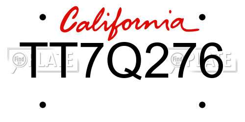 TT7Q276 California License Plate