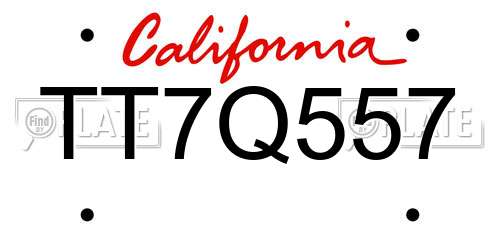 TT7Q557 California License Plate