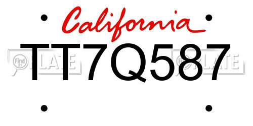 TT7Q587 California License Plate