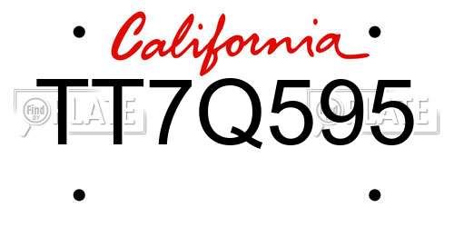 TT7Q595 California License Plate
