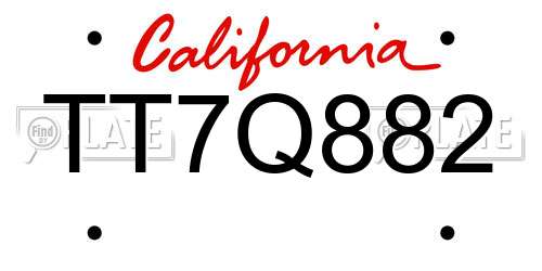 TT7Q882 California License Plate