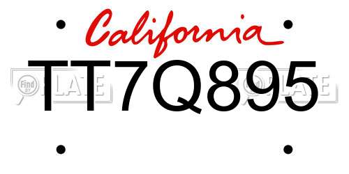 TT7Q895 California License Plate