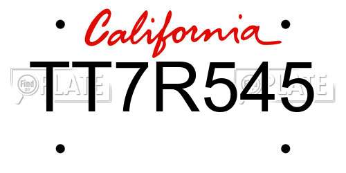TT7R545 California License Plate