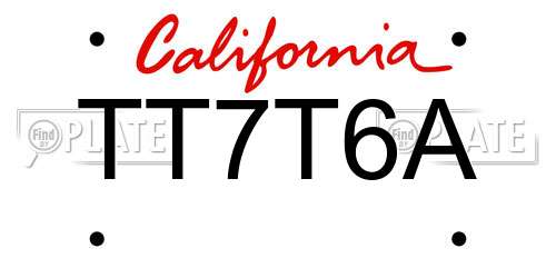 TT7T6A California License Plate
