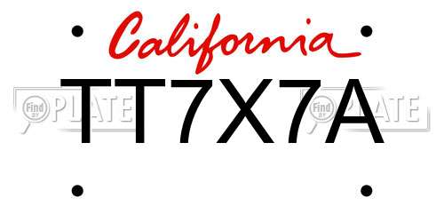 TT7X7A California License Plate