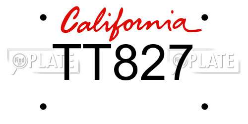 TT827 California License Plate