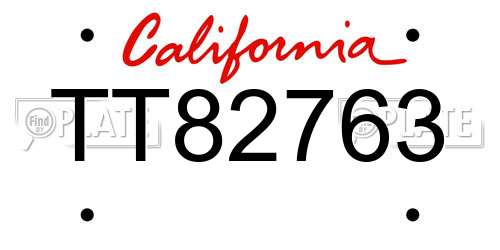 TT82763 California License Plate