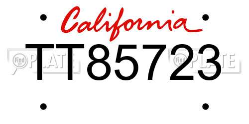 TT85723 California License Plate