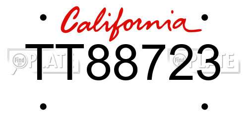 TT88723 California License Plate