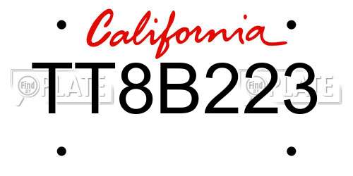 TT8B223 California License Plate