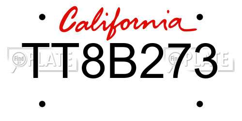 TT8B273 California License Plate
