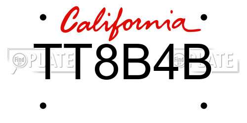 TT8B4B California License Plate