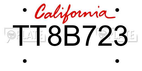 TT8B723 California License Plate