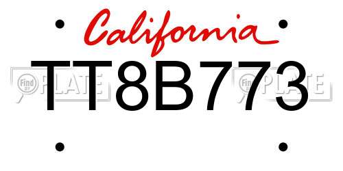 TT8B773 California License Plate