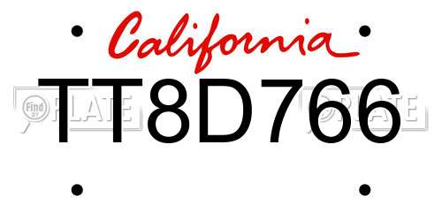 TT8D766 California License Plate