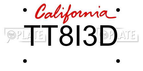 TT8I3D California License Plate