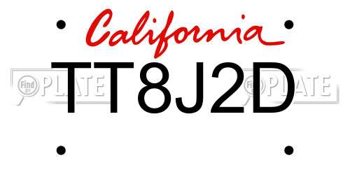 TT8J2D California License Plate