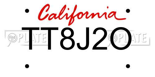 TT8J2O California License Plate