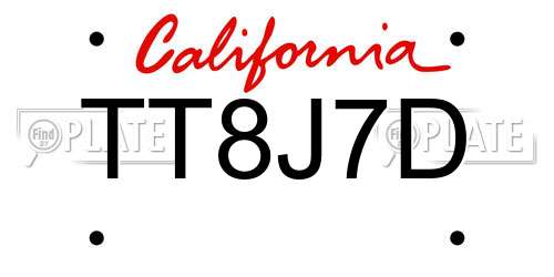 TT8J7D California License Plate
