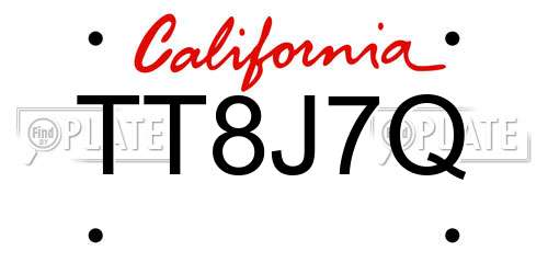 TT8J7Q California License Plate
