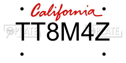 TT8M4Z California License Plate