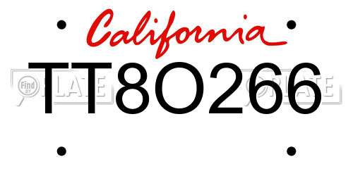 TT8O266 California License Plate