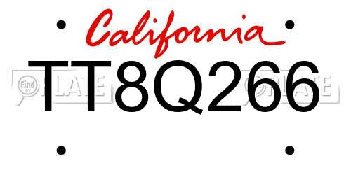 TT8Q266 California License Plate